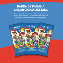 Barrinha de Banana 20g Sem Açúcar Sabor Cacau 3un - Like Kids