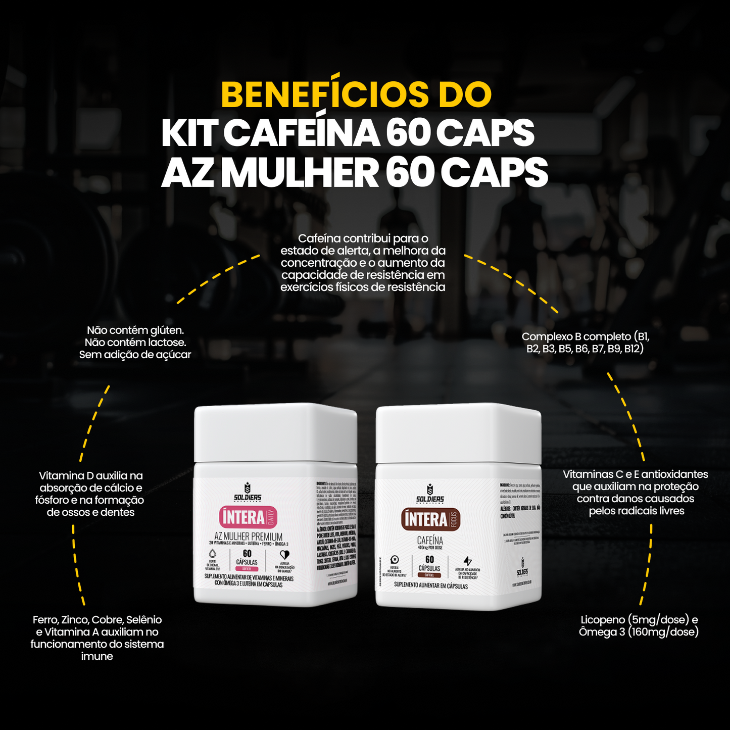 Kit Cafeína 400g 60 Cáps + AZ Mulher 60 Cáps