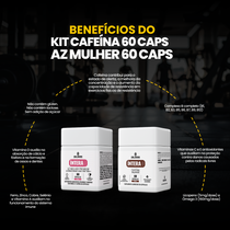 Kit Cafeína 400g 60 Cáps + AZ Mulher 60 Cáps