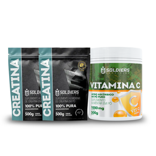 Kit Creatina Monohidratada 500g - 2 un + Vitamina C Em Pó 500g