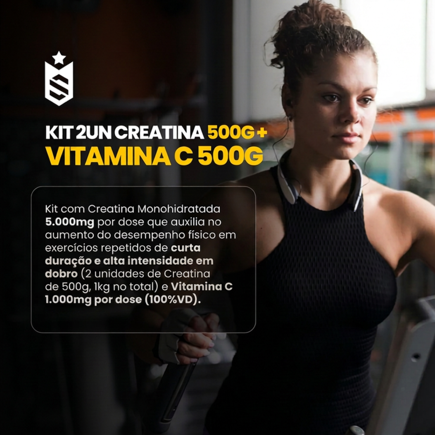 Kit Creatina Monohidratada 500g - 2 un + Vitamina C Em Pó 500g