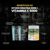 Kit Creatina Monohidratada 500g - 2 un + Vitamina C Em Pó 500g