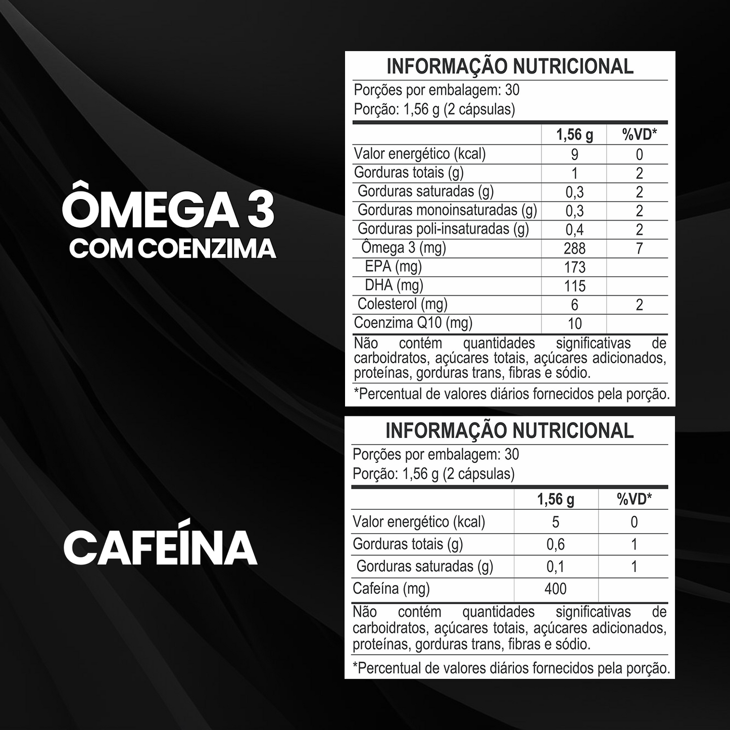 Kit Cafeína 60 Cáps + Ômega 3 com Coenzima Q10 60 Cáps