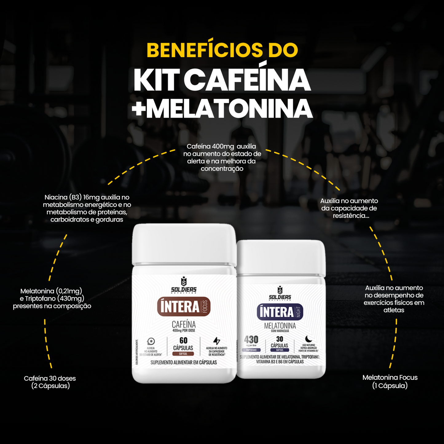 Kit Cafeína 60 Cáps + Melatonina Focus 30 Cáps