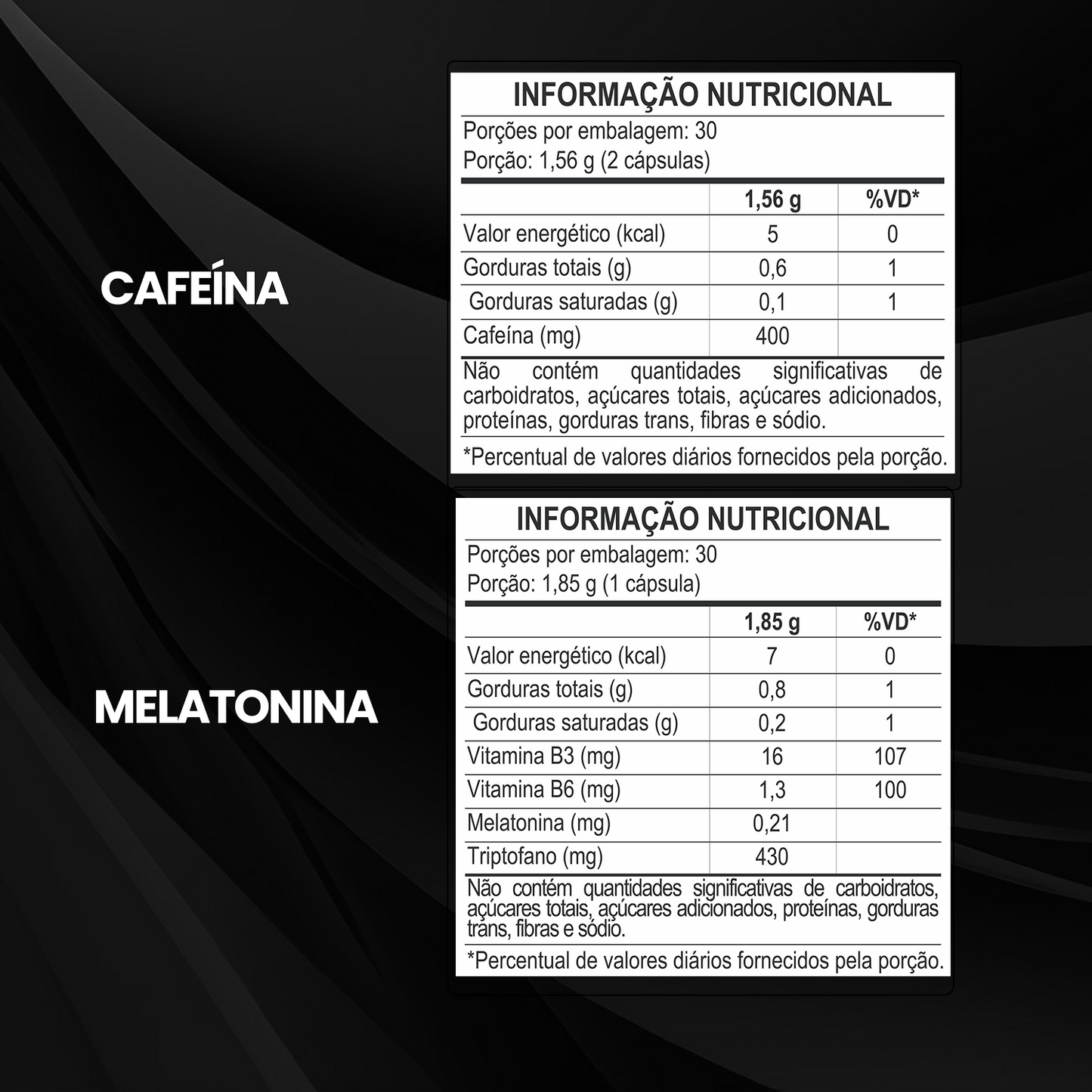 Kit Cafeína 60 Cáps + Melatonina Focus 30 Cáps