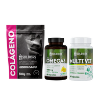 Kit Colágeno 500g + Ômega 3 60 Cáps + Multivitaminico 60 Cáps