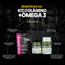 Kit Colágeno 500g + Ômega 3 60 Cáps + Multivitaminico 60 Cáps