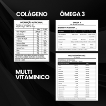Kit Colágeno 500g + Ômega 3 60 Cáps + Multivitaminico 60 Cáps