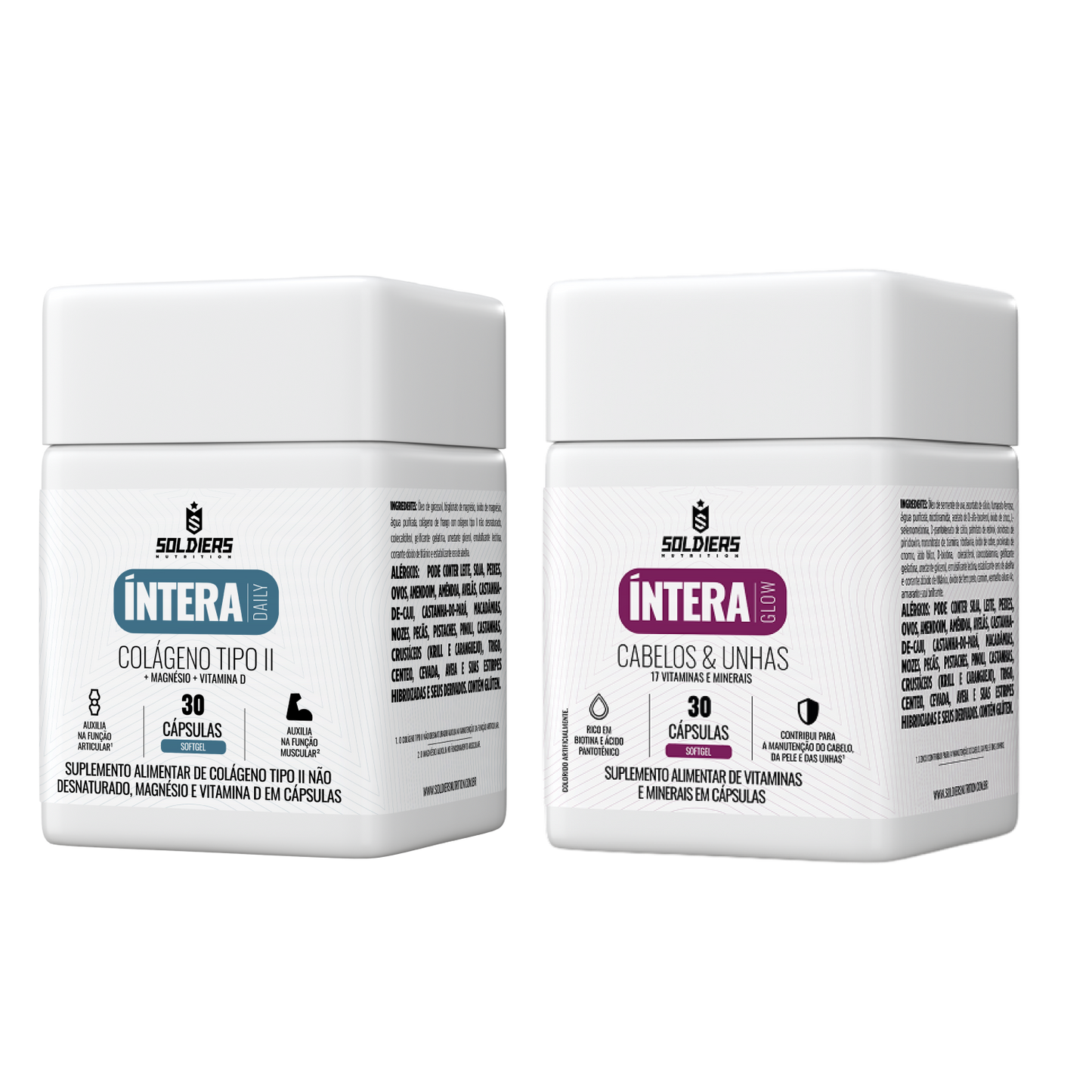 Kit Colágeno Tipo II 30 Cáps  + Multivitamínico Cabelos e Unhas 30 Cáps