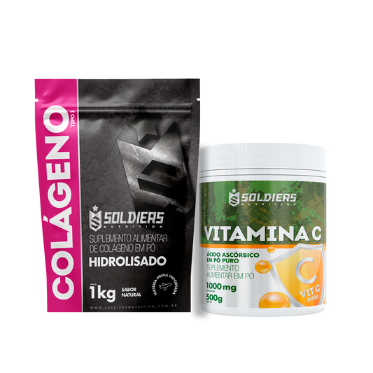Kit Colágeno 1Kg + Vitamina C Em Pó 500g