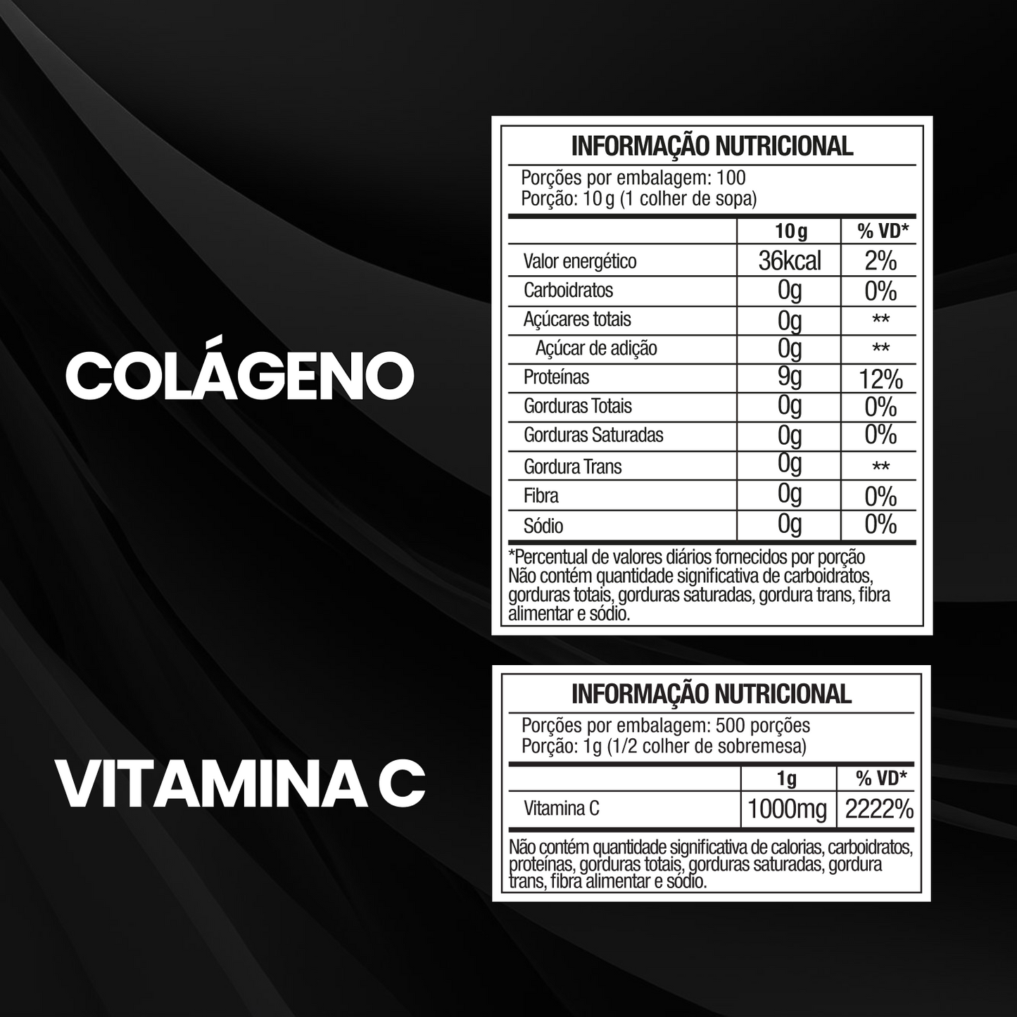 Kit Colágeno 1Kg + Vitamina C Em Pó 500g