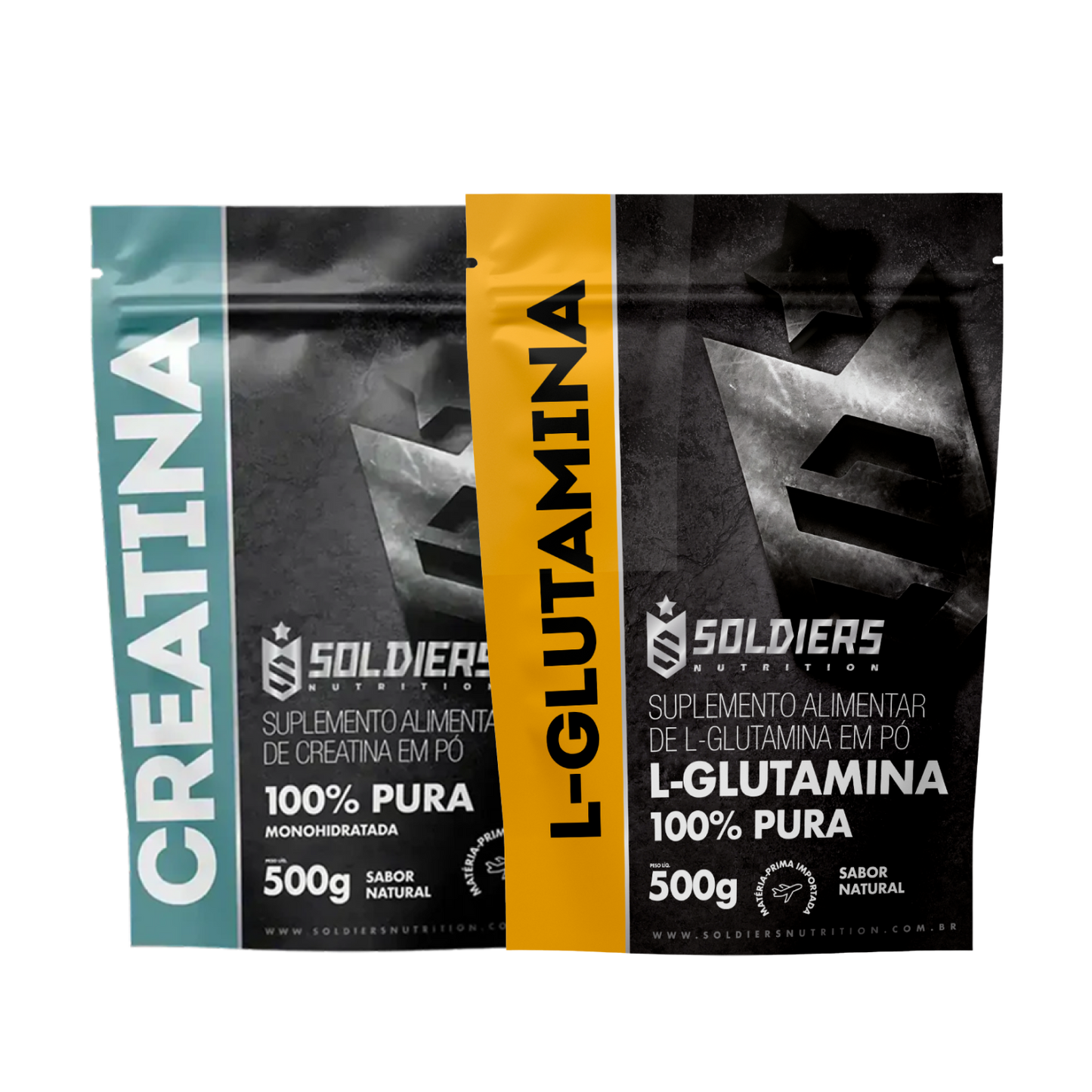 Kit Creatina Monohidratada 500g + L-Glutamina 500g