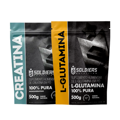 Kit Creatina Monohidratada 500g + L-Glutamina 500g