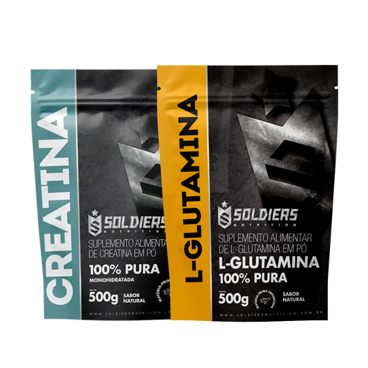 Kit Creatina Monohidratada 500g + L-Glutamina 500g