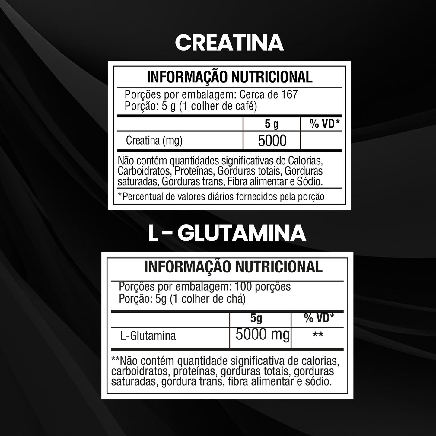 Kit Creatina Monohidratada 500g + L-Glutamina 500g
