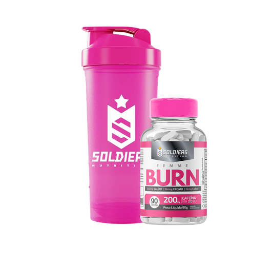 Kit Femme Burn 90 Tabletes + Coqueteleira Slim Pink 600ml