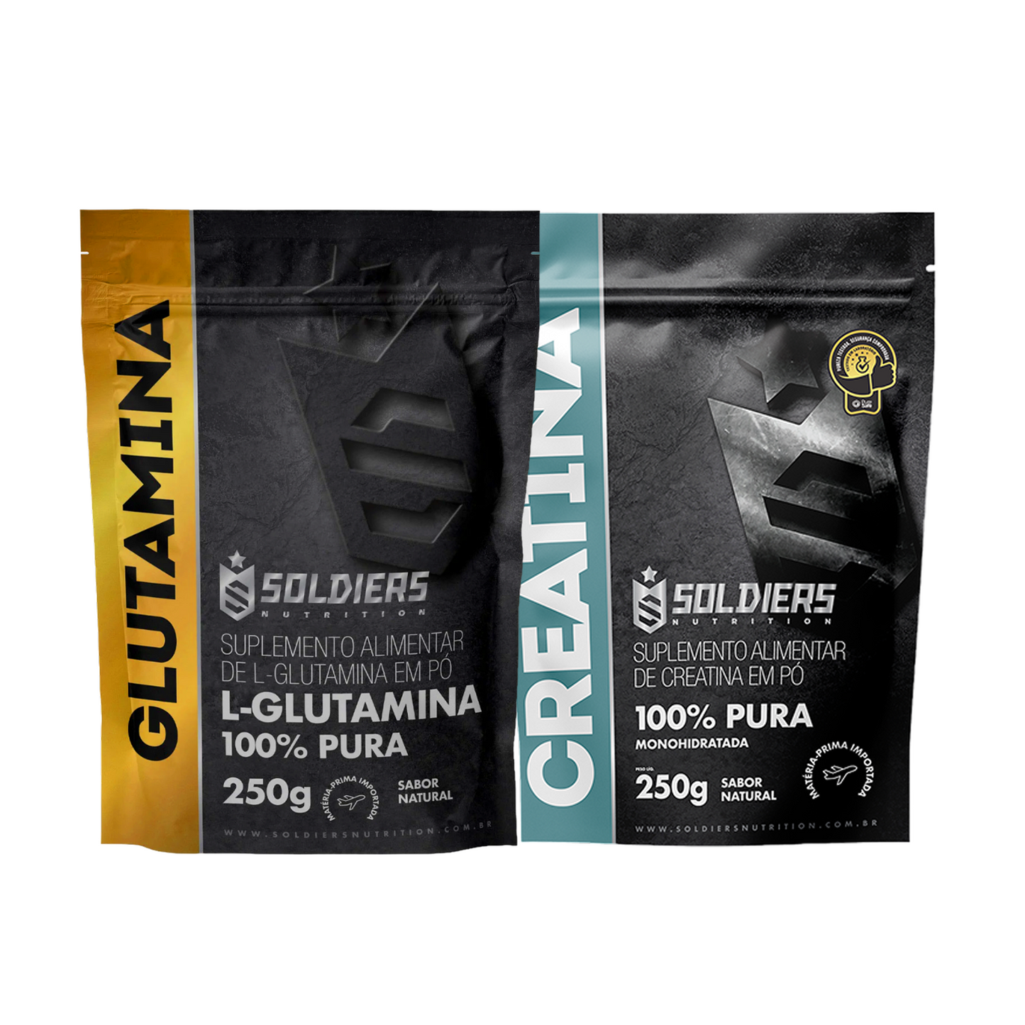 Kit Creatina Monohidrata 250g + L-Glutamina 250g