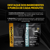 Kit Creatina Monohidrata 250g + L-Glutamina 250g