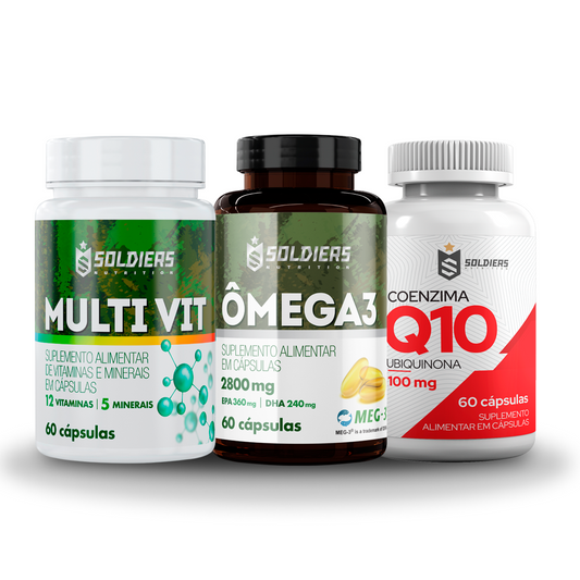 Kit Multivitamínico + Ômega 3 1000mg + Coenzima Q10 100mg- 60 Cáps