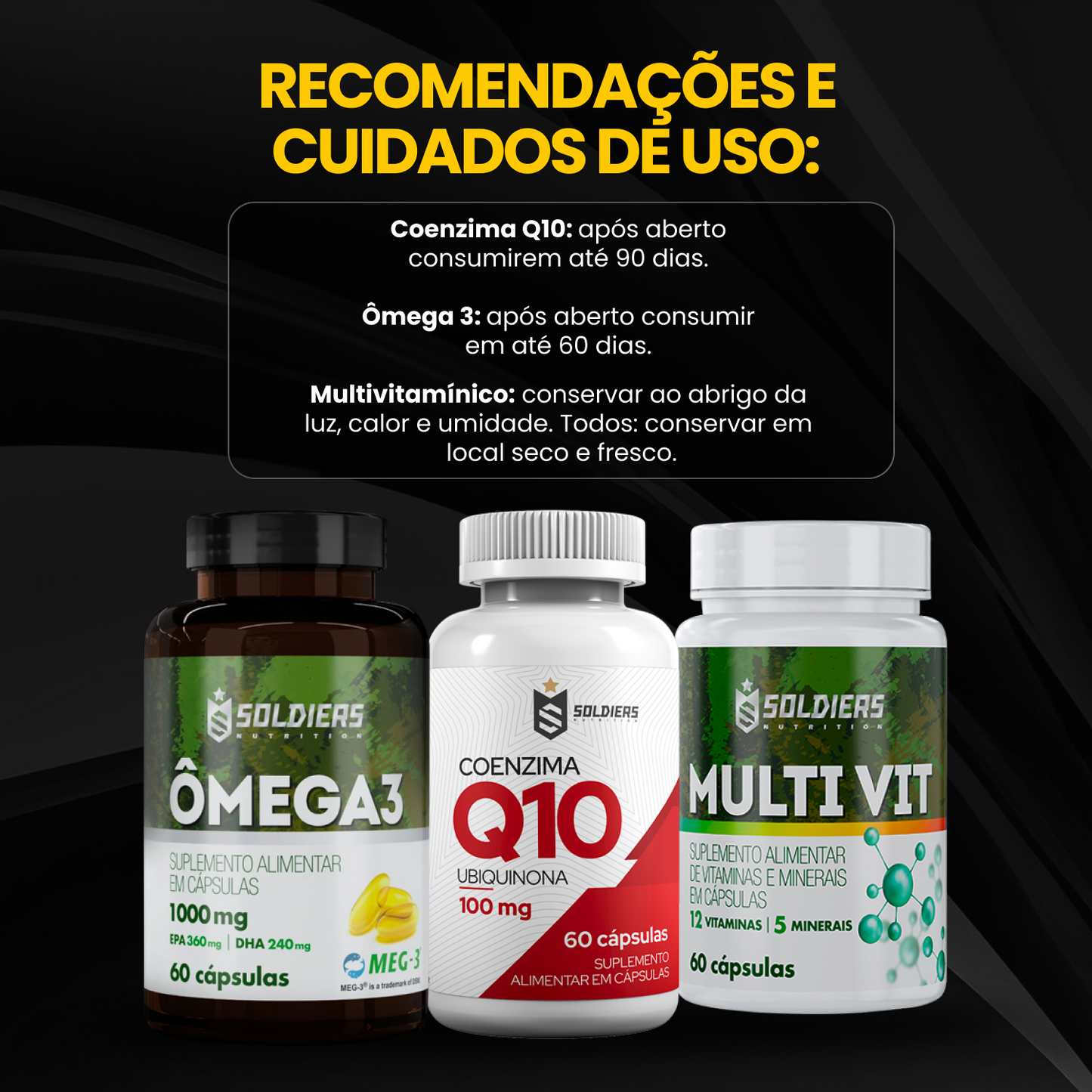 Kit Multivitamínico + Ômega 3 1000mg + Coenzima Q10 100mg 60 Cáps