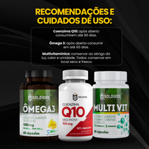 Kit Multivitamínico + Ômega 3 1000mg + Coenzima Q10 100mg 60 Cáps