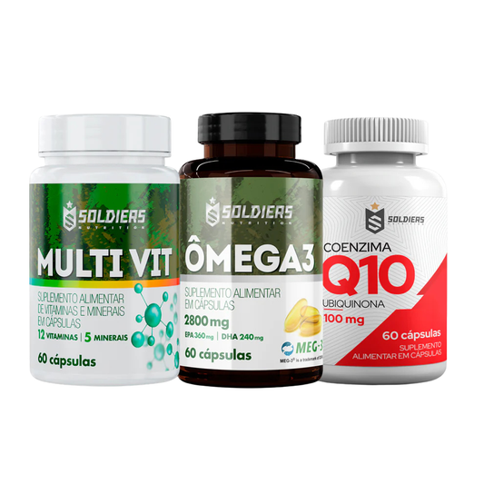 Kit Multivitamínico + Ômega 3 1000mg + Coenzima Q10 100mg- 60 Cáps