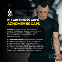 Kit Cafeína 400g 60 Cáps + AZ Homem 60 Cáps