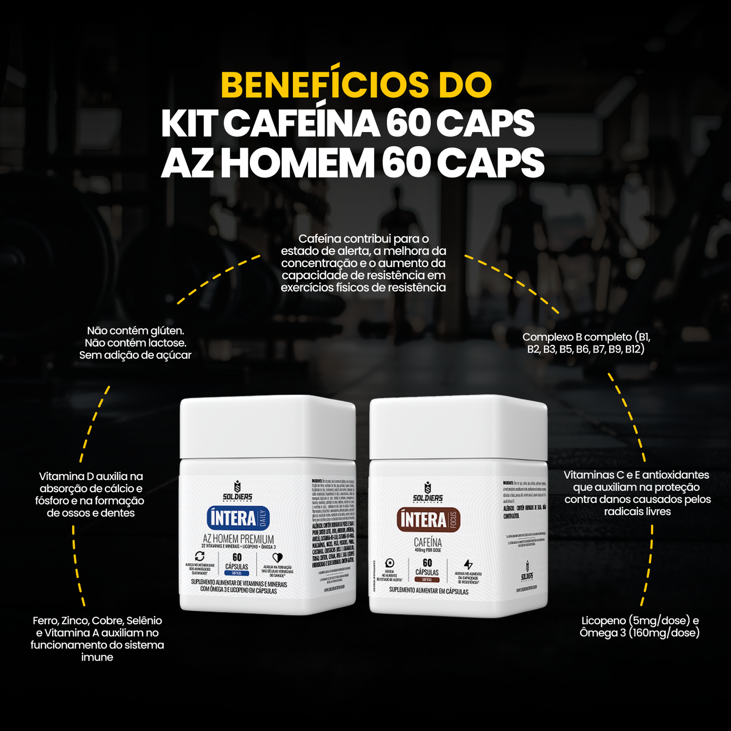 Kit Cafeína 400g 60 Cáps + AZ Homem 60 Cáps
