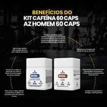Kit Cafeína 400g 60 Cáps + AZ Homem 60 Cáps