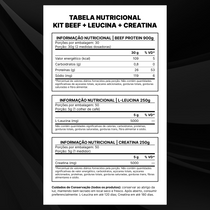 Kit Beef Protein 26g Proteína 900g + L - Leucina 250g + Creatina Monohidratada 250g