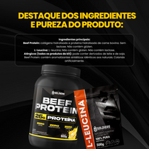 Kit Beef Protein 26g Proteína 900g + L - Leucina 250g