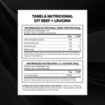 Kit Beef Protein 26g Proteína 900g + L - Leucina 250g