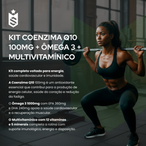 Kit Coenzima Q10 100mg - 60 Cáps + Ômega 3 1000mg - 60 Cáps + Multivitamínico - 60 Cáps