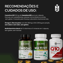 Kit Coenzima Q10 100mg - 60 Cáps + Ômega 3 1000mg - 60 Cáps + Multivitamínico - 60 Cáps