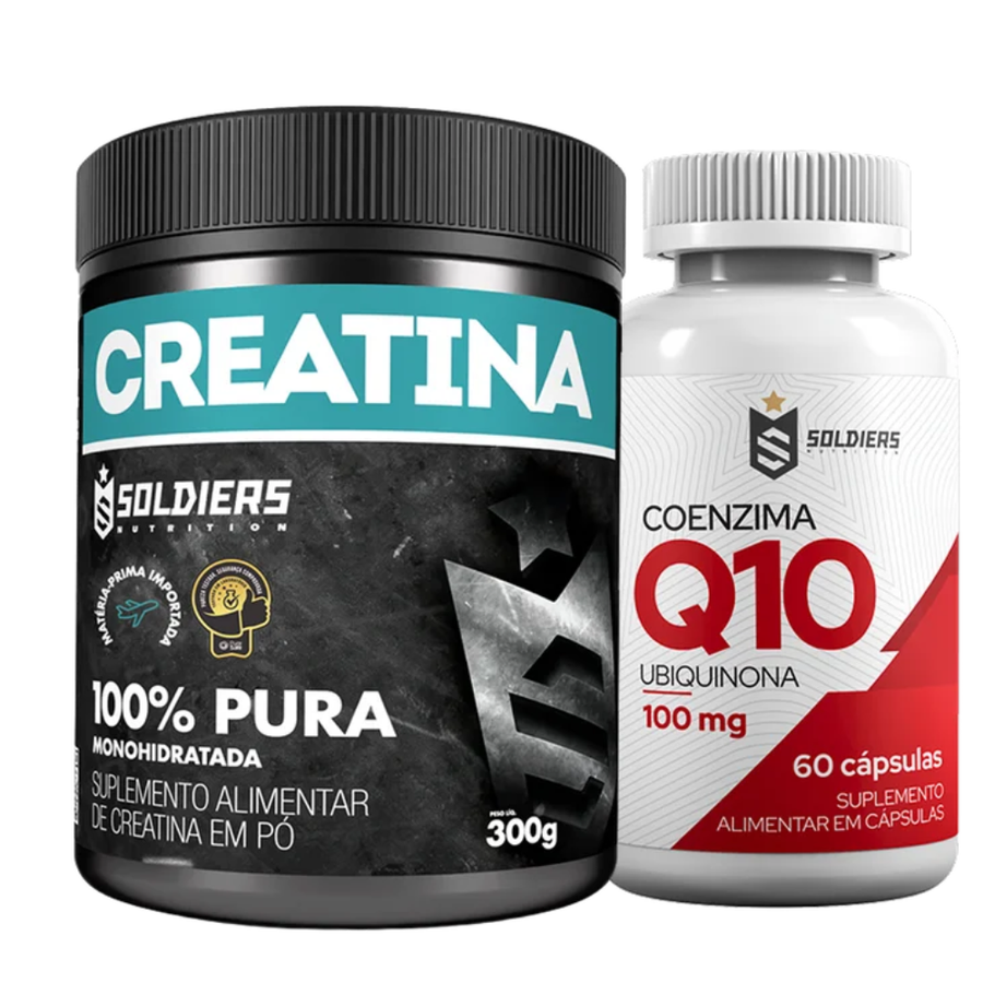Kit Coenzima Q10 100mg 60 Cáps + Creatina Monohidratada Pote 300g