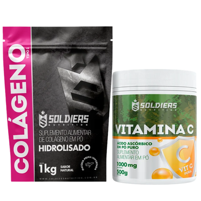 Kit Colágeno 1Kg + Vitamina C Em Pó 500g