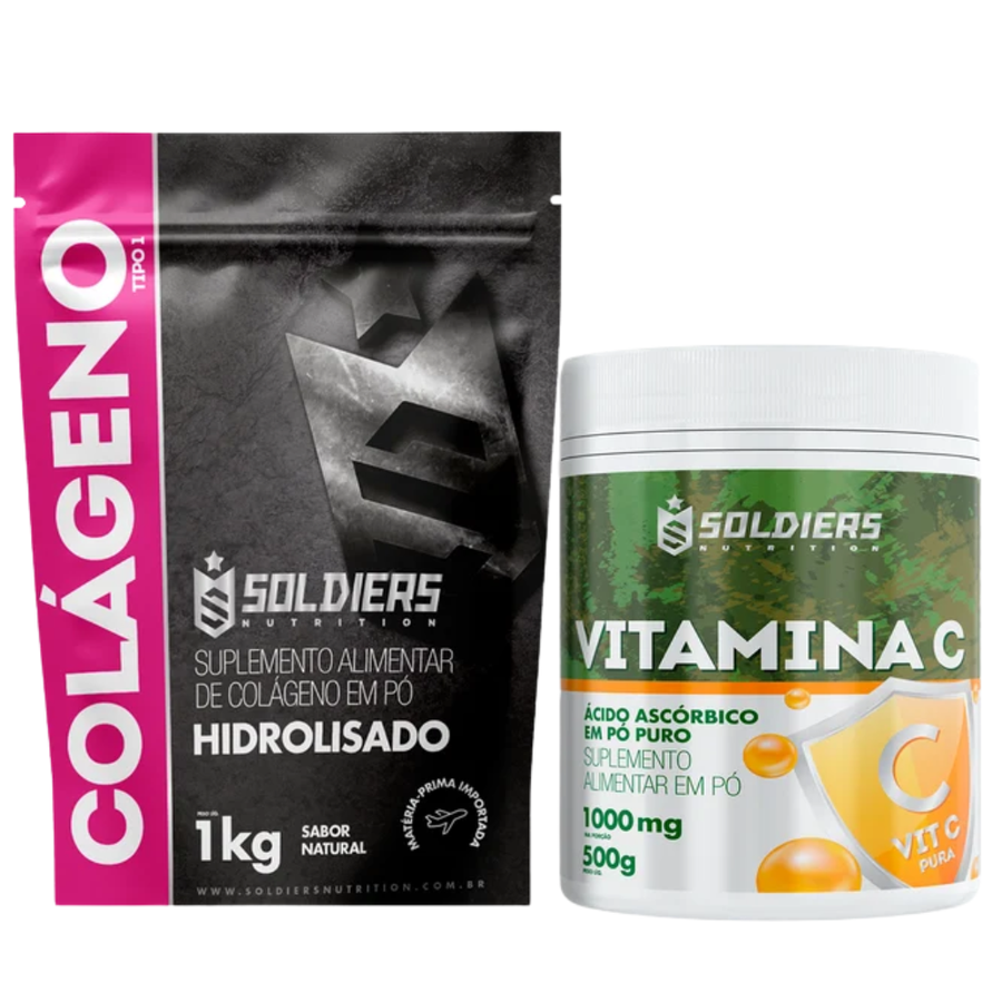 Kit Colágeno 1Kg + Vitamina C Em Pó 500g