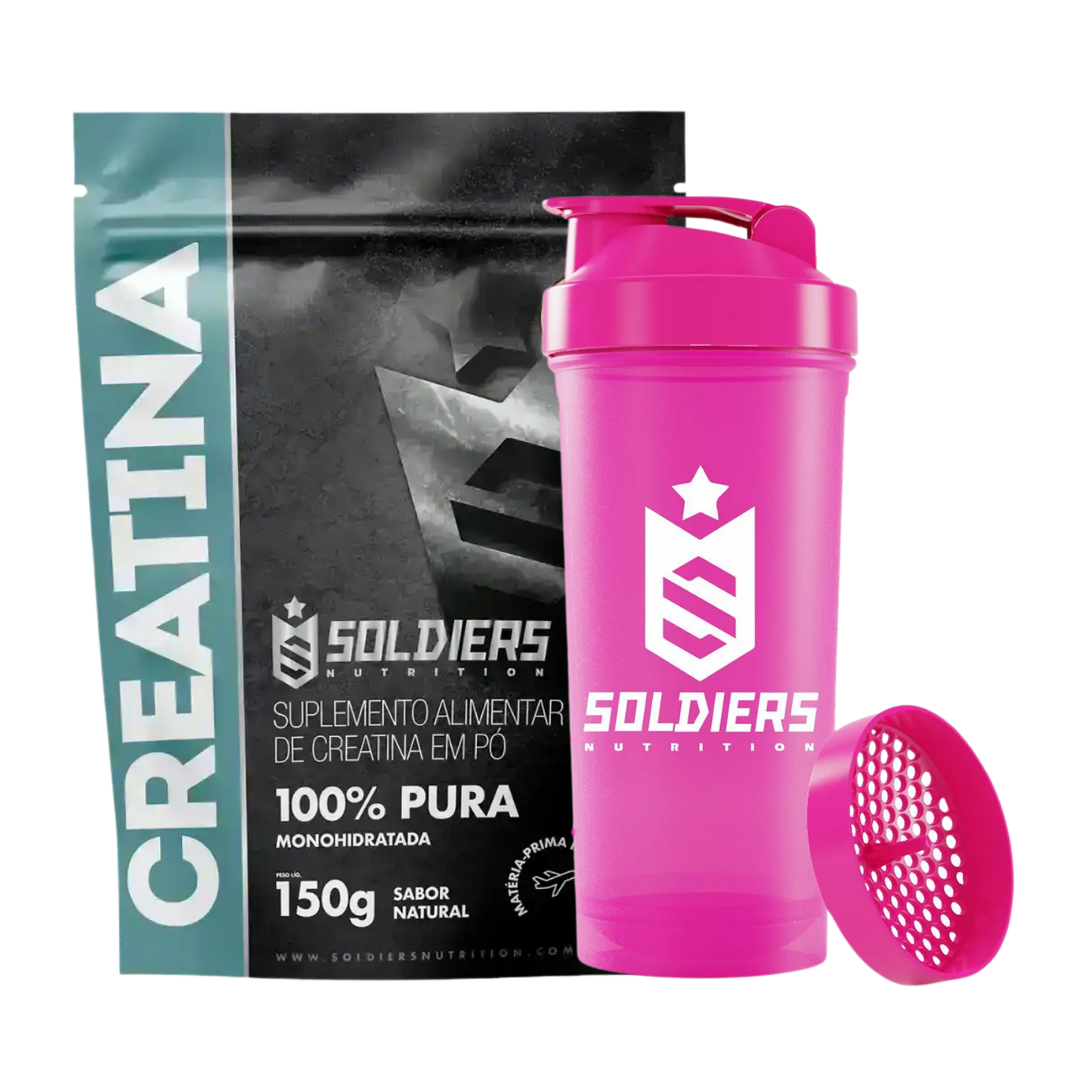 Kit: Creatina 150g + Coqueteleira Slim - Soldiers Nutrition