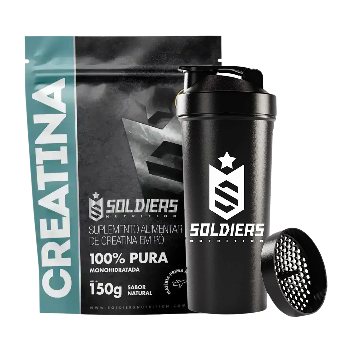 Kit: Creatina 150g + Coqueteleira Slim - Soldiers Nutrition