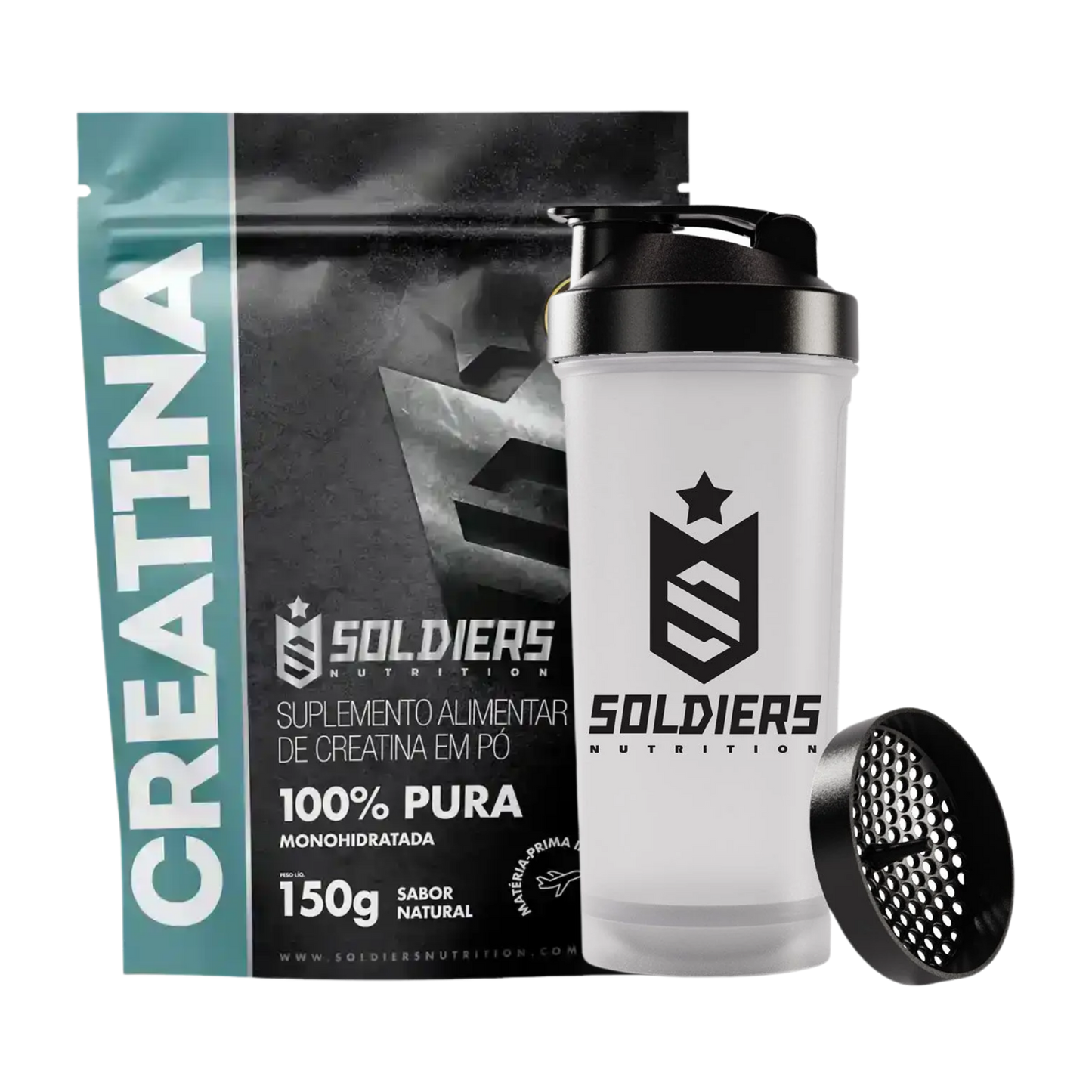 Kit: Creatina 150g + Coqueteleira Slim - Soldiers Nutrition