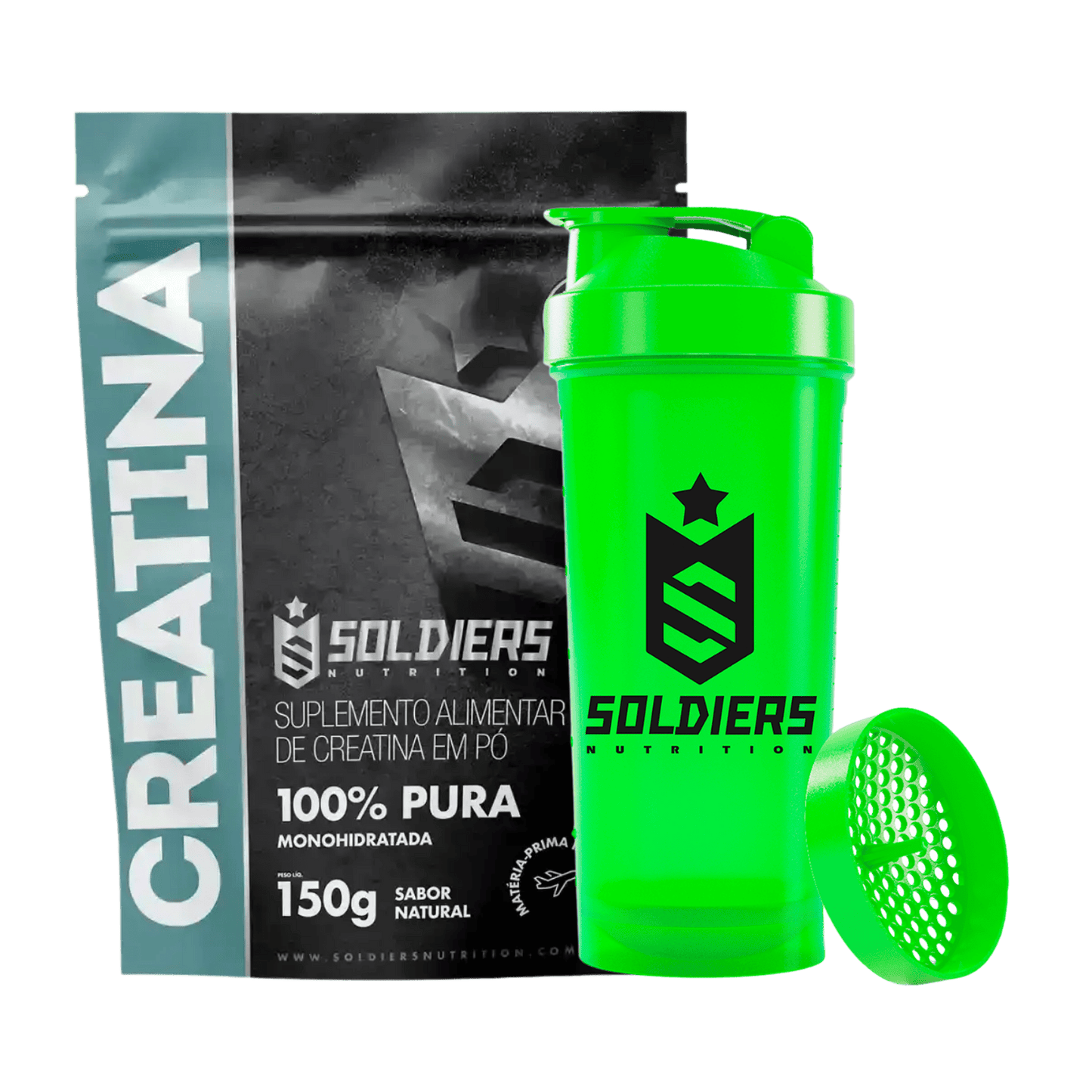 Kit: Creatina 150g + Coqueteleira Slim - Soldiers Nutrition
