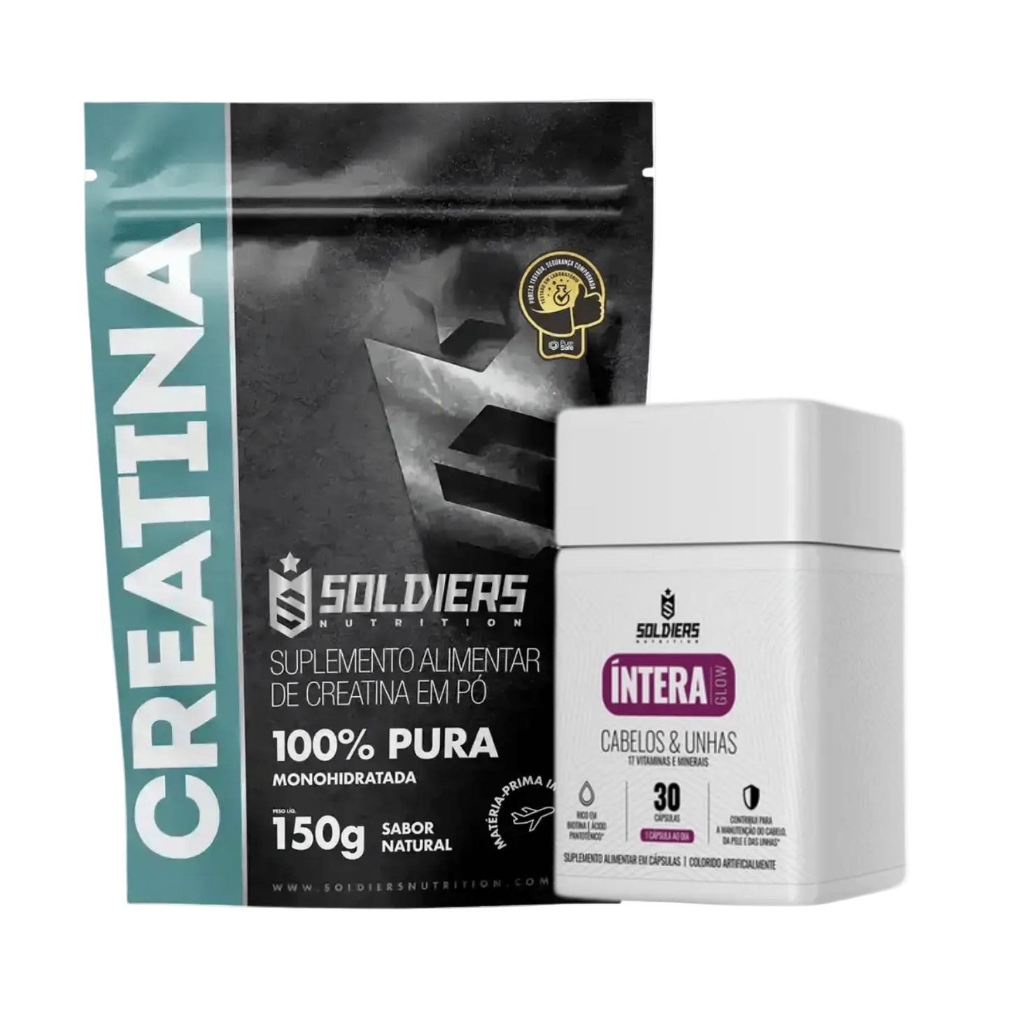 Kit: Creatina 150g + Cabelos e Unhas Intera - Soldiers Nutrition
