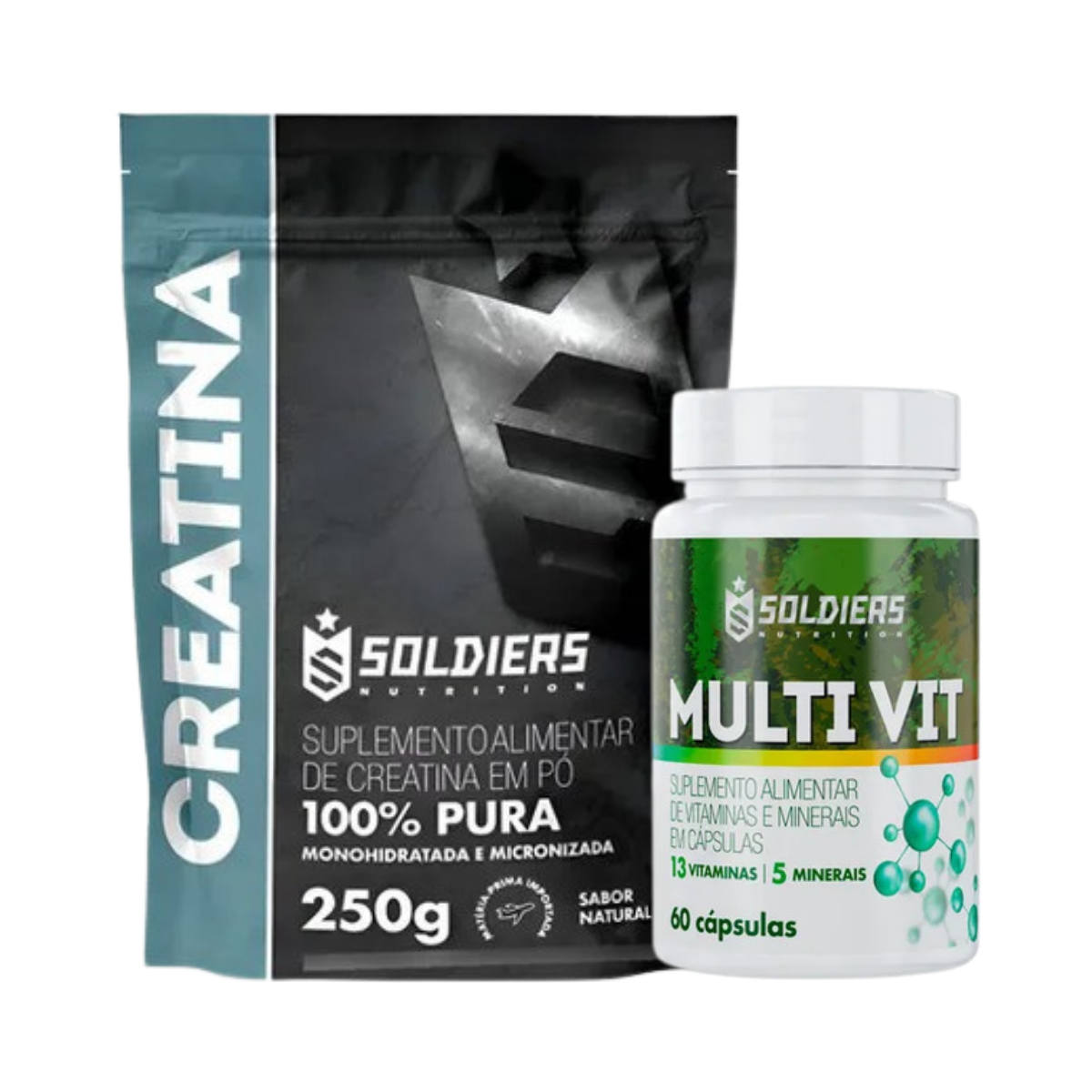 Kit: Creatina 250g + Multivitamínico Completo - Soldiers Nutrition