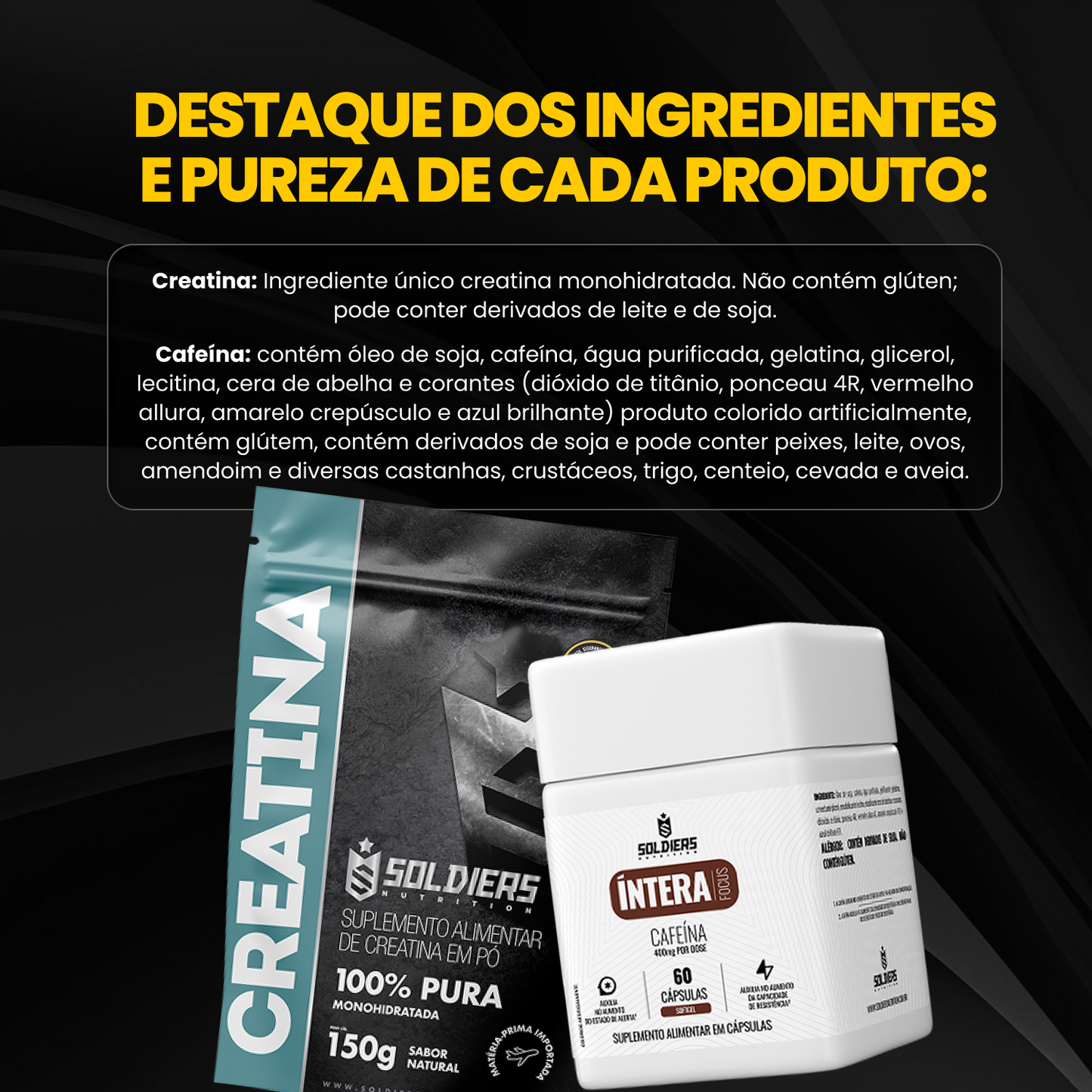 Kit Creatina Monohidratada 150g + Cafeína 400g 60 Cáps