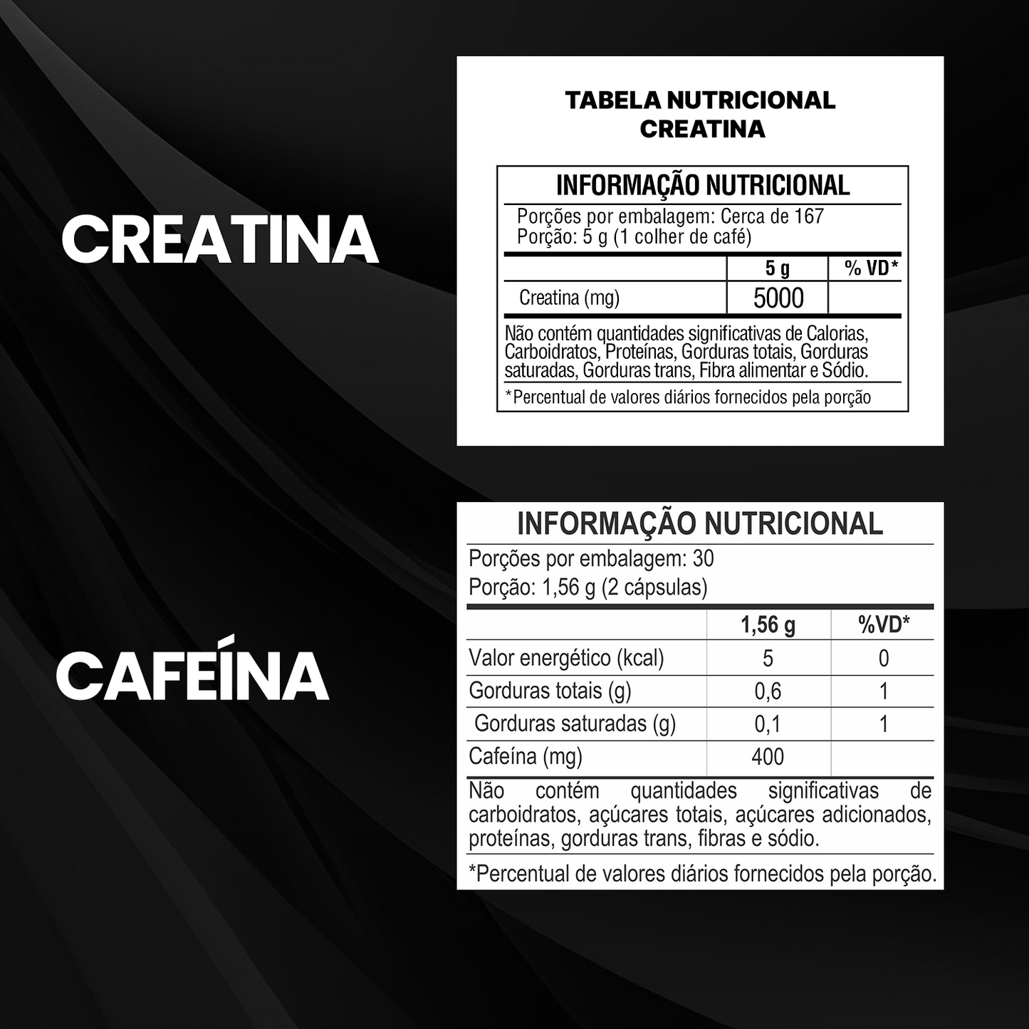 Kit Creatina Monohidratada 500g + Cafeína 400g 60 Cáps