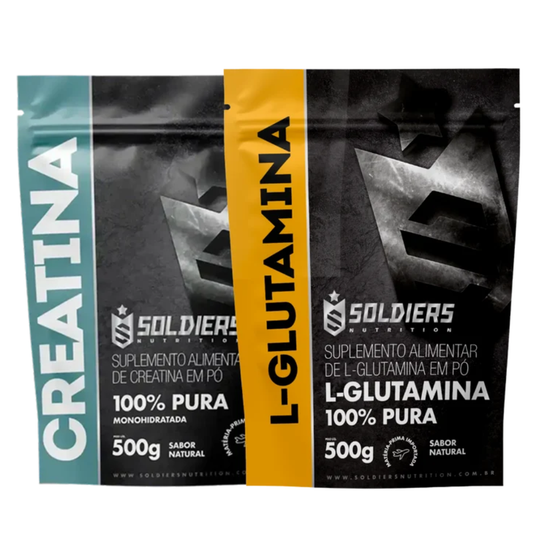 Kit Creatina Monohidratada 500g + L-Glutamina 500g