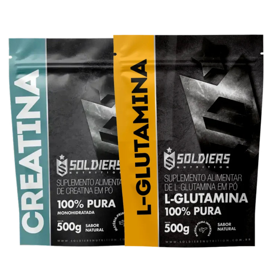 Kit Creatina Monohidratada 500g + L-Glutamina 500g