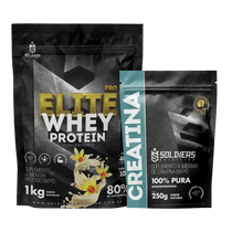 Kit: Elite Pro Whey Concentrado 80% 1kg + Creatina 250g - Soldiers Nutrition