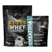 Kit: Elite Pro Whey Concentrado 80% 1kg + Creatina 250g - Soldiers Nutrition