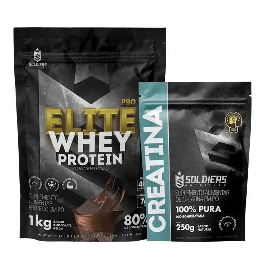Kit: Elite Pro Whey Concentrado 80% 1kg + Creatina 250g - Soldiers Nutrition